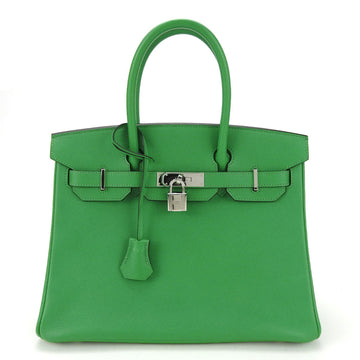 HERMES Handbag Birkin 30 Vaux Epson Green R engraved [2014] Women's