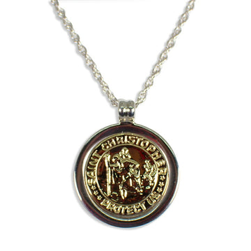 TIFFANY/ 925/750 combination St. Christopher coin pendant