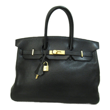 HERMES Birkin 35 Black handbag Black Noir Black Graine leather leather