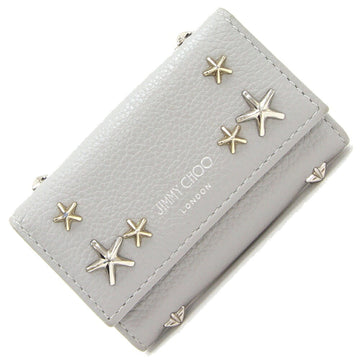 JIMMY CHOO 6-ring key case with star studs and Neptune 101953 Grey leather holder ladies