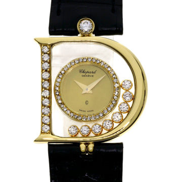 CHOPARD H2698 Happy Diamond Manufacturer Complete Watch K18 Yellow Gold Leather Ladies