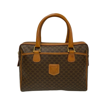 CELINE Macadam Blason Triomphe Leather Handbag Boston Bag Brown 32147