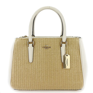COACH handbag F72708 straw leather ivory beige women's