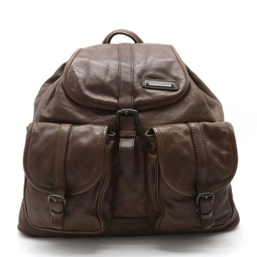 BURBERRY Backpack Rucksack Daypack Leather Buffalo Dark Brown