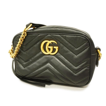 GUCCI Shoulder Bag GG Marmont 448065 Leather Black Ladies