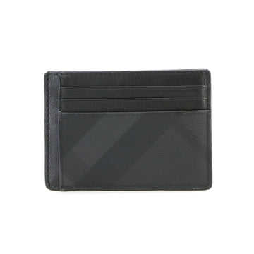 BURBERRY London Check Business Card Holder/Card Case Money Clip Leather Black Grey 8056630