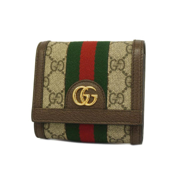 GUCCI Wallet GG Supreme Sherry Line Ophidia 598662 Leather Brown Women's
