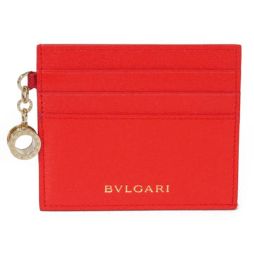BVLGARI Card Case B.ZERO 1 Holder Foil Stamping Embossed Bicolor Red Charm 288233 Women's