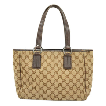 GUCCI Tote Bag GG Canvas 113019 Leather Brown Women's