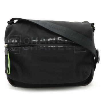 CHANEL Sport Line Coco Mark Shoulder Bag Nylon Rubber Black Neon Yellow A26709