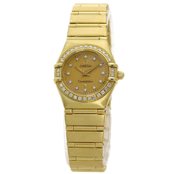 OMEGA Constellation Bezel Diamond Watch K18 Yellow Gold K18YG Ladies