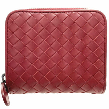 BOTTEGA VENETA Wallet Intrecciato Round Leather Red 624048  Bi-fold Compact MM-12563