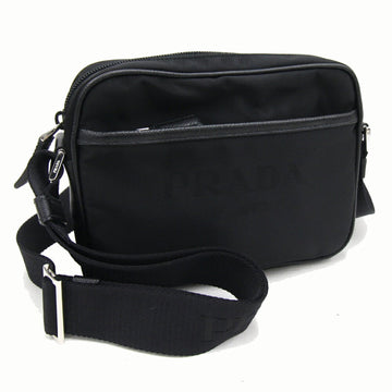 PRADA shoulder bag 2VH144 black nylon leather men's women's pochette