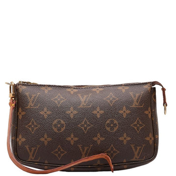 LOUIS VUITTON Monogram Pochette Accessoires Handbag Pouch M51980 Brown PVC Leather Women's
