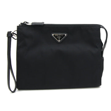PRADA clutch bag 2NE789 black nylon leather pouch second men's