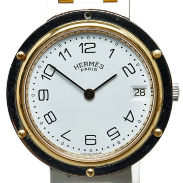 HERMES Clipper Watch Quartz White Dial Stainless Steel Plated Women's