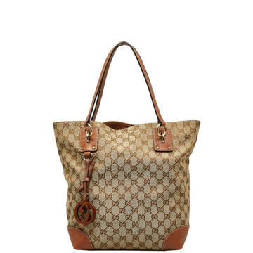 GUCCI GG Canvas Handbag Tote Bag 198075 Brown Leather Women's