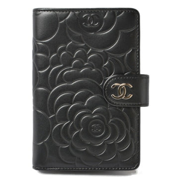 CHANEL Wallet Folding A50087 Camellia Embossed Black/Silver Coco Mark