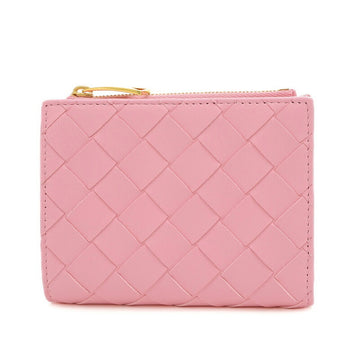 BOTTEGA VENETA Intrecciato Compact Bi-fold Wallet Lambskin Pink 707601