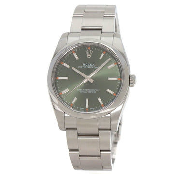 ROLEX 114200 Oyster Perpetual Olive Green Watch Stainless Steel/SS Men's