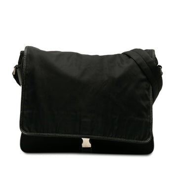 PRADA Tessuto Shoulder Bag Black Nylon Leather Women's