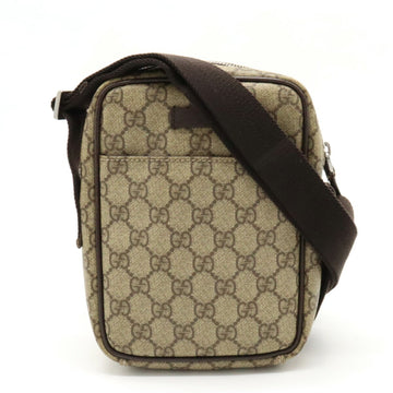 GUCCI GG Plus Supreme Shoulder Bag Pochette PVC Leather Khaki Beige Dark Brown 122754
