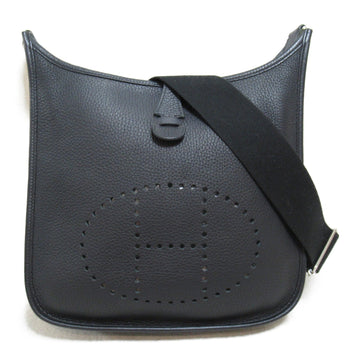 HERMES Evelyn 3PM Shoulder Bag Black Taurillon Clemence leather