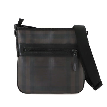 BURBERRY London Check Shoulder Bag PVC Leather Brown Black Hardware 3689639