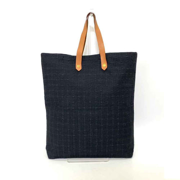 HERMES Bag Amedaba GM Black x Brown Tote Handbag Women's Men's Cotton Canvas Leather