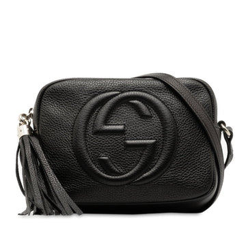 GUCCI Interlocking G Soho Small Disco Tassel Shoulder Bag 308364 Black Leather Women's