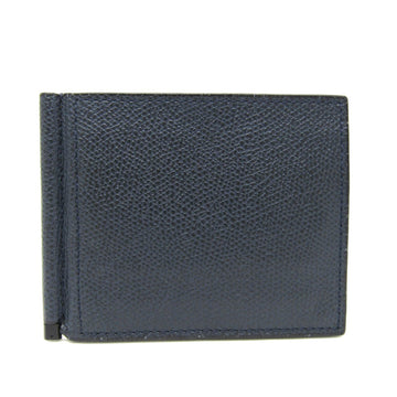 VALEXTRA Money Clip SGSR0080028LRDWG99 Leather Card Case Dark Navy