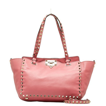 VALENTINO GARAVANI Garavani Rockstud Handbag Shoulder Bag Pink Leather Women's