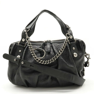 GUCCIssima Icon Bit Handbag Shoulder Bag Leather Black 228594