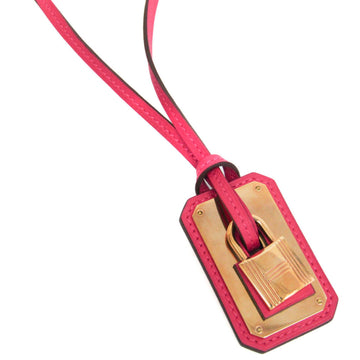 HERMES O'Kelly GM Metal,Swift Leather Women's Pendant Necklace [Pink,Pink Gold]
