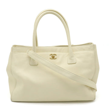 CHANEL Executive Line Coco Mark Tote Bag Handbag Shoulder Ivory A15206