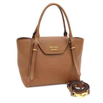 PRADA Handbag 1BA270 Brown Leather Shoulder Bag Women's