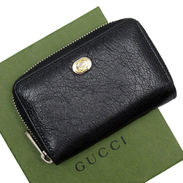 GUCCI Coin Case Wallet Card Business Holder Interlocking G Leather Black Unisex 581530 w0153a