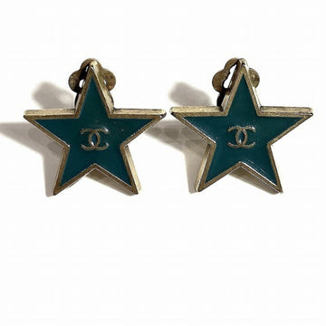 CHANEL Coco Mark Star Earrings Green 01P Accessories Women's