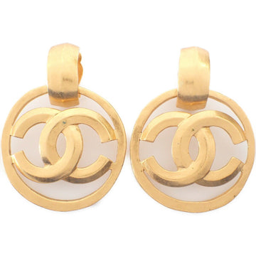 CHANEL 96P CC Coco Mark Circle Earrings Gold Women's