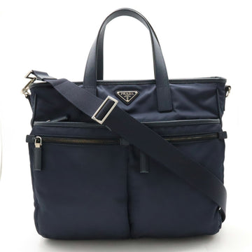 PRADA Tote Bag Shoulder Nylon Leather BLEU Navy Purchased at a domestic boutique 2VG860