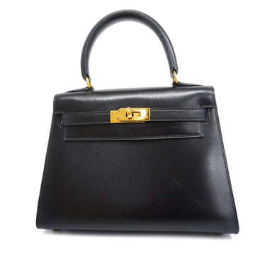 HERMES handbag Kelly 〇U engraved box calf black ladies