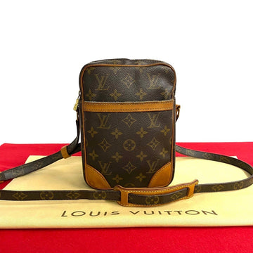 LOUIS VUITTON Danube Monogram Leather Shoulder Bag Pochette Brown 28619