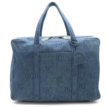 CHANEL Coco Mark Boston Bag Travel Handbag Denim Blue