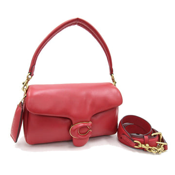 COACH Shoulder Bag Pillow Tote C0772 Red Leather Women's