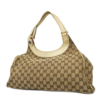 GUCCI Tote Bag GG Canvas 154981 Ivory Brown Champagne Women's