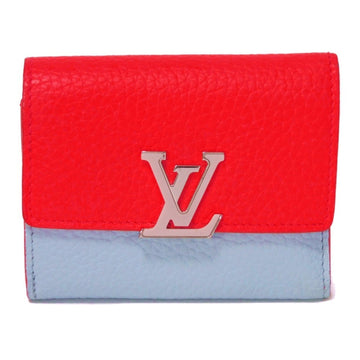 LOUIS VUITTON Tri-fold Wallet Portefeuille Capucines XS LV Signature Taurillon Bicolor Compact M80326 Women's Billfold