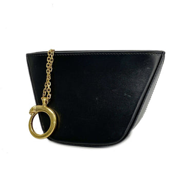 CARTIER Pouch Panthere Leather Black Ladies
