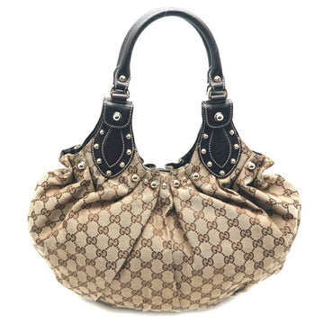 GUCCI Studded Tote Bag Women's Handbag 203624 Leather Brown