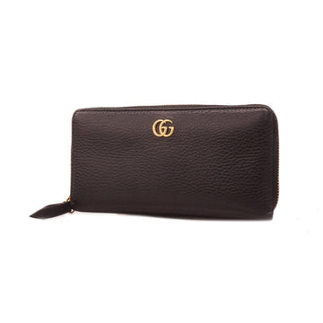 GUCCI Long Wallet GG Marmont 456117 Leather Black Women's