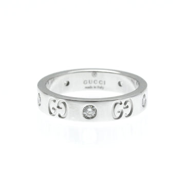 GUCCI Icon White Gold [18K] Fashion Diamond Band Ring Silver